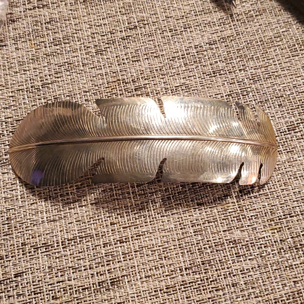 Sterling feather hairclip/barrette